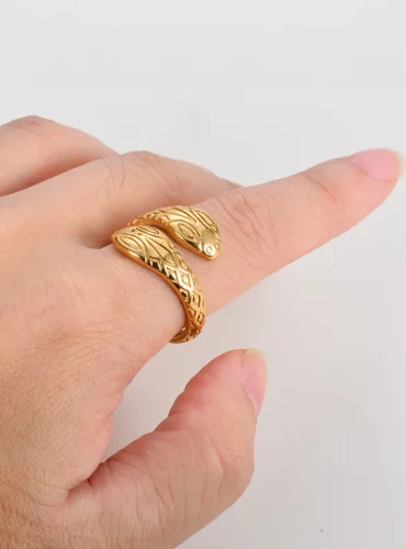 Bague serpent femme argent plaqué or