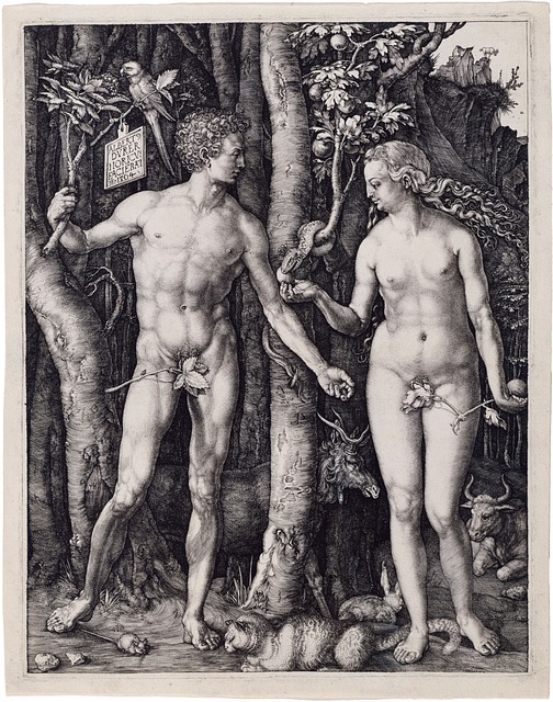 Adam et Eve, la tentation du serpent