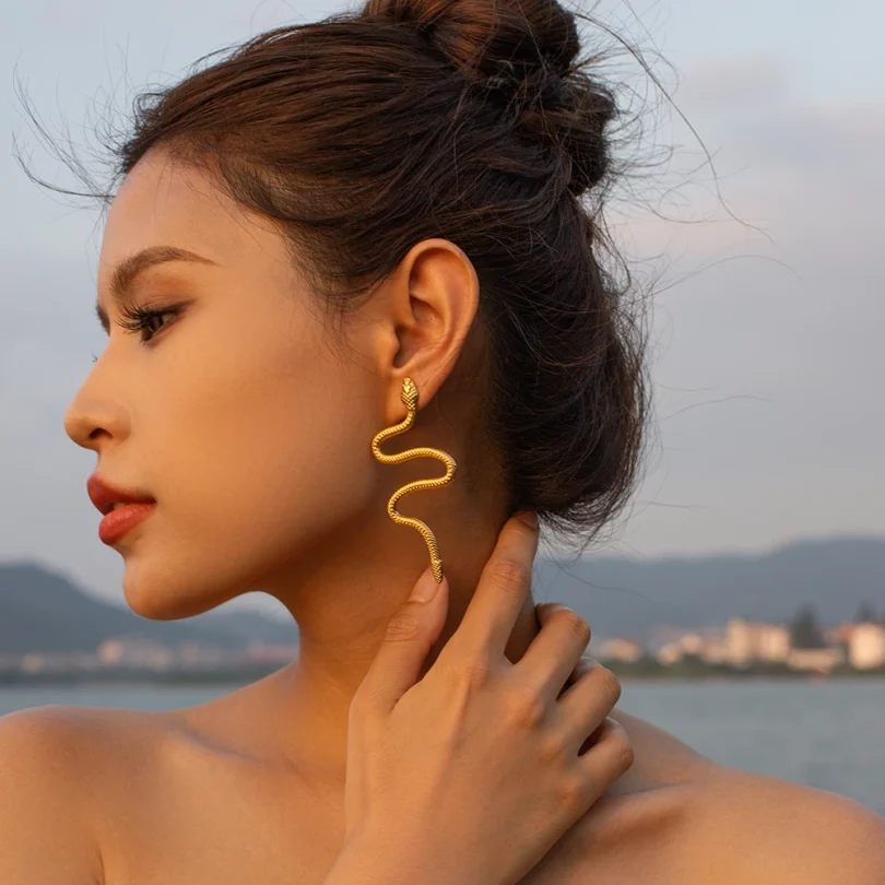 Boucles D'Oreilles Serpent Ligeia - Acier inoxydable – Image 2