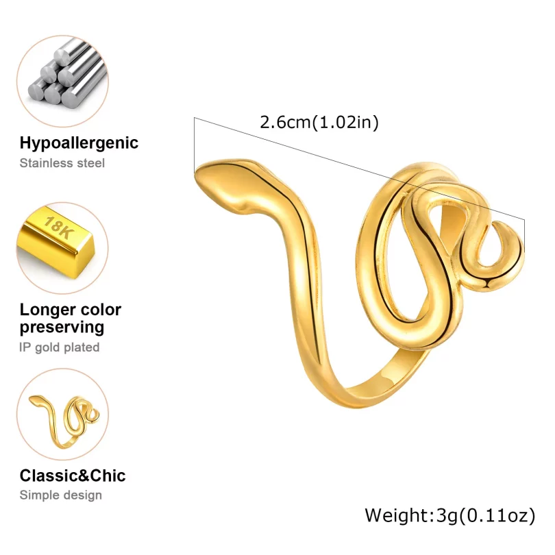 Bague Serpent Séléné - Plaqué Or – Image 3