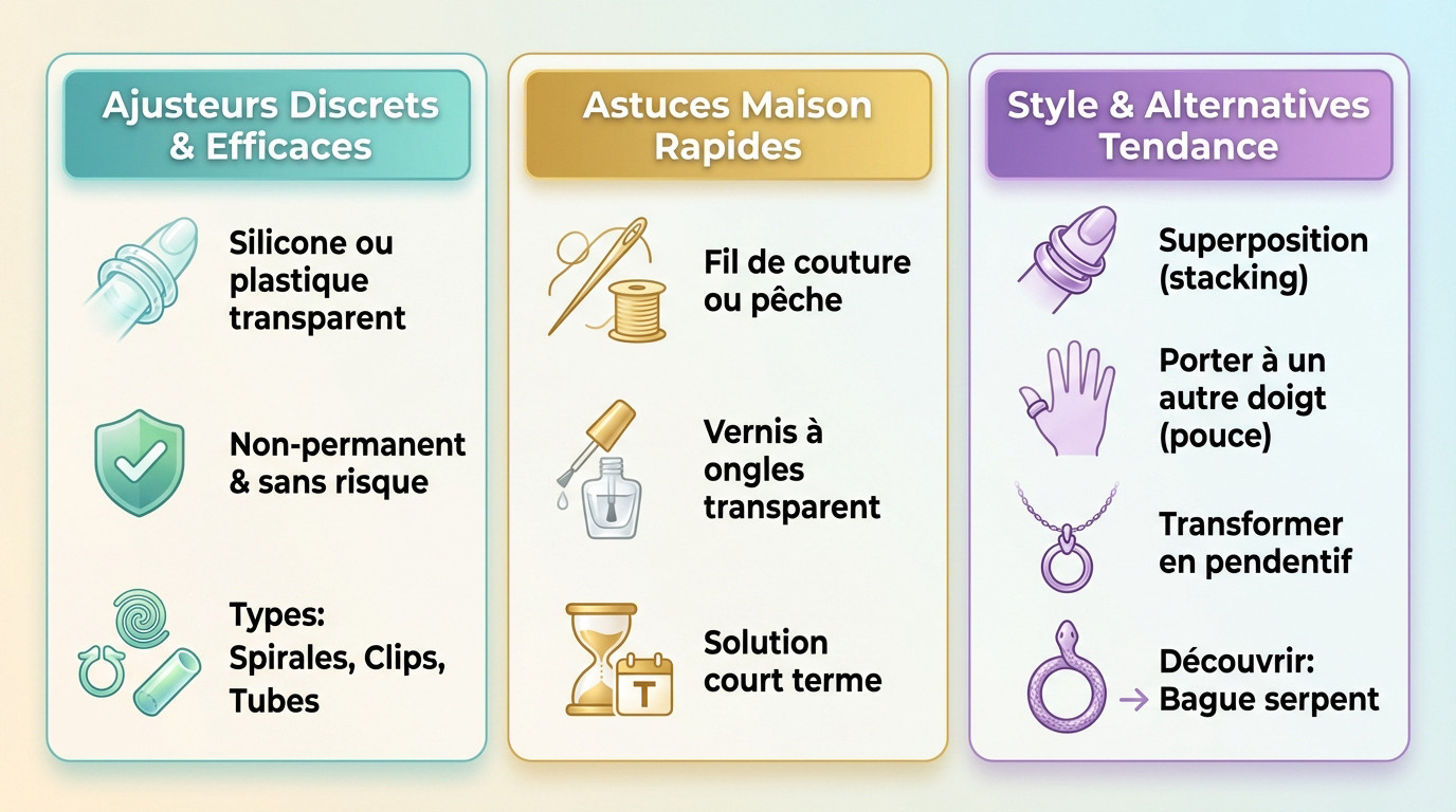 Rétrécir une bague : astuces et solutions pro 2 Techniques simples pour ajuster une bague trop grande avec style