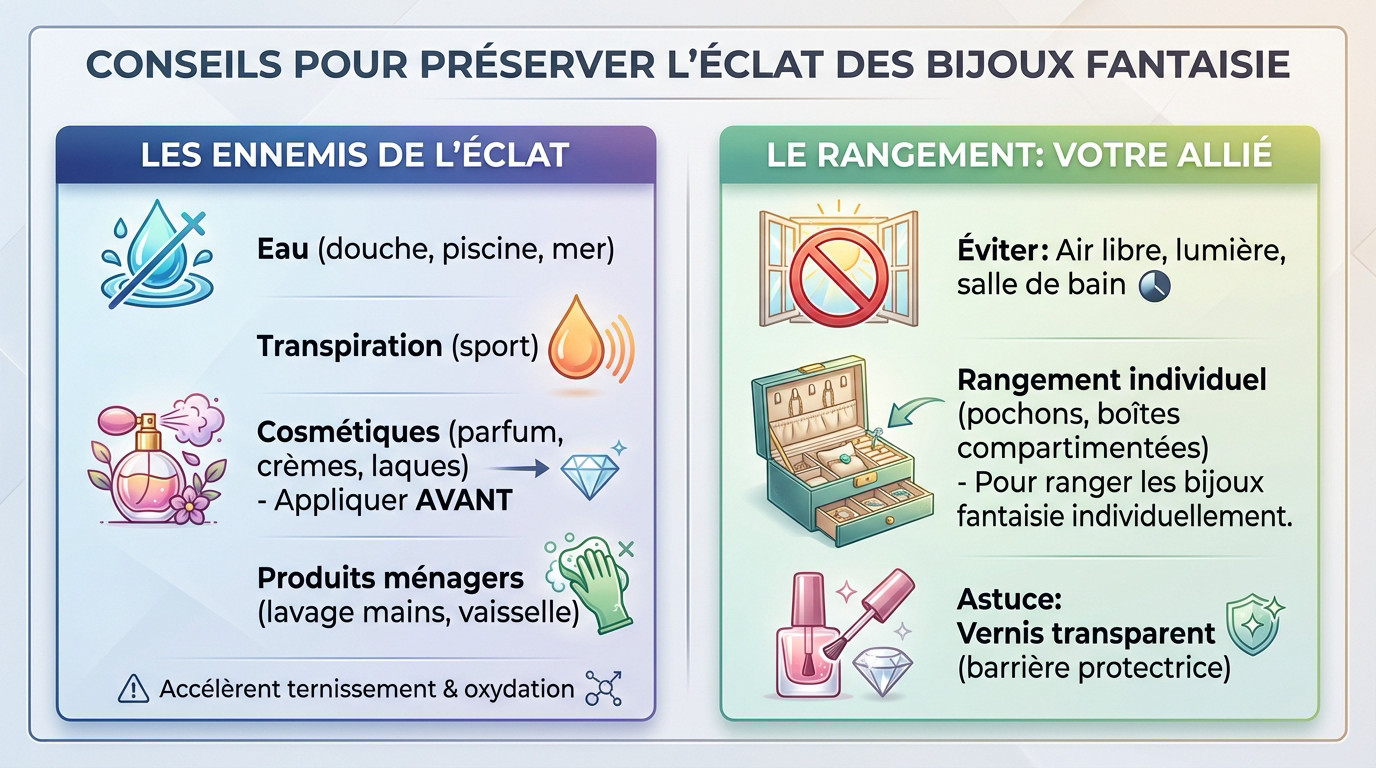 Nettoyer ses bijoux fantaisie : le secret de l'éclat 2 Collection de bijoux fantaisie rangés soigneusement pour éviter l'oxydation