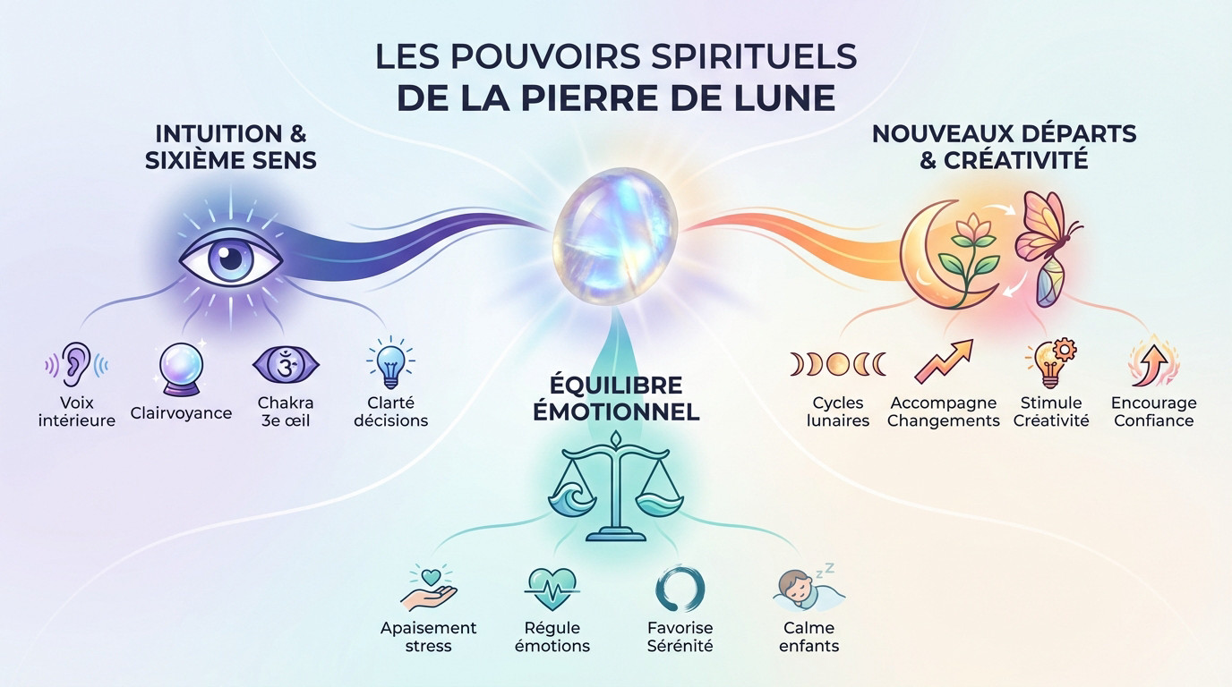 Pierre de lune : propriétés magiques et intuition féminine 2 Pierre de lune propriétés magiques : symbole d'intuition et de spiritualité