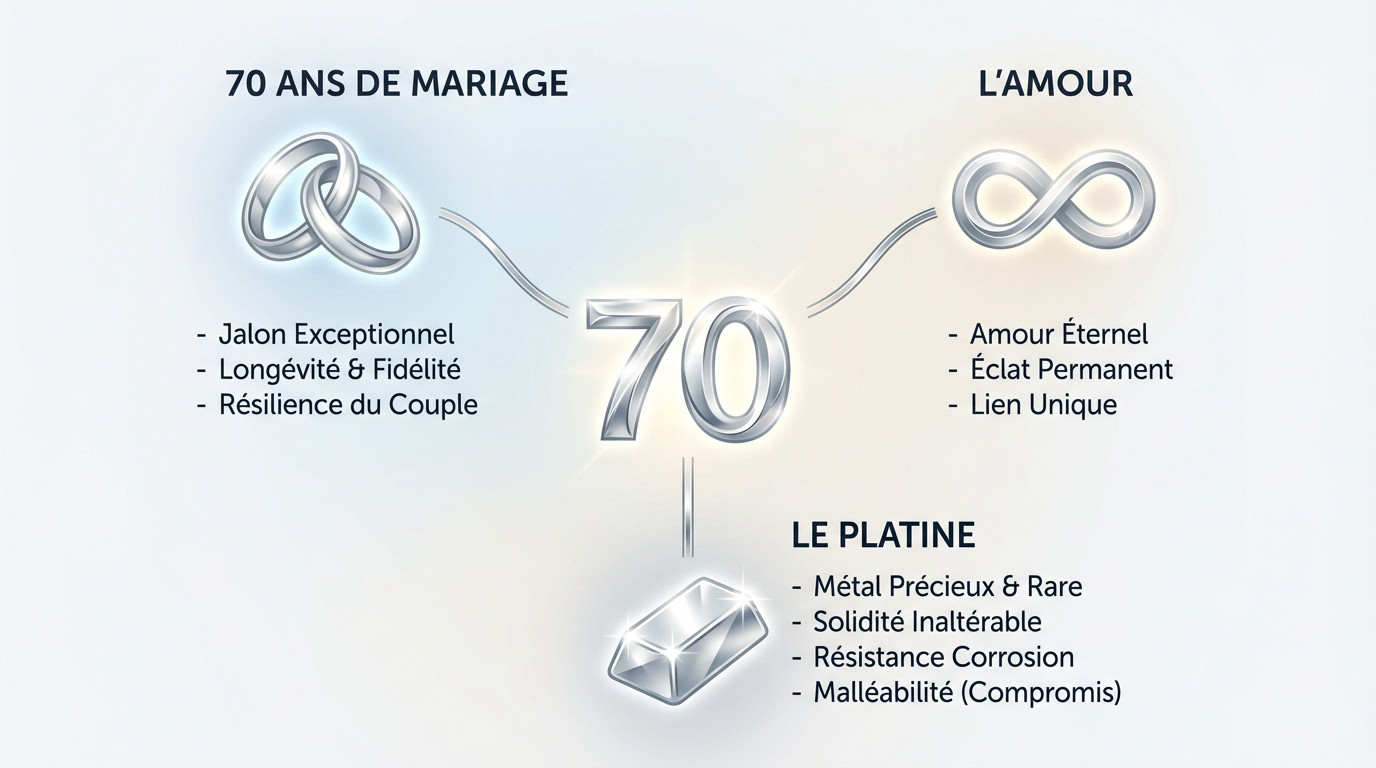 Noces de platine : célébrer 70 ans d'amour éternel 2 Célébration des noces de platine représentant 70 ans de mariage