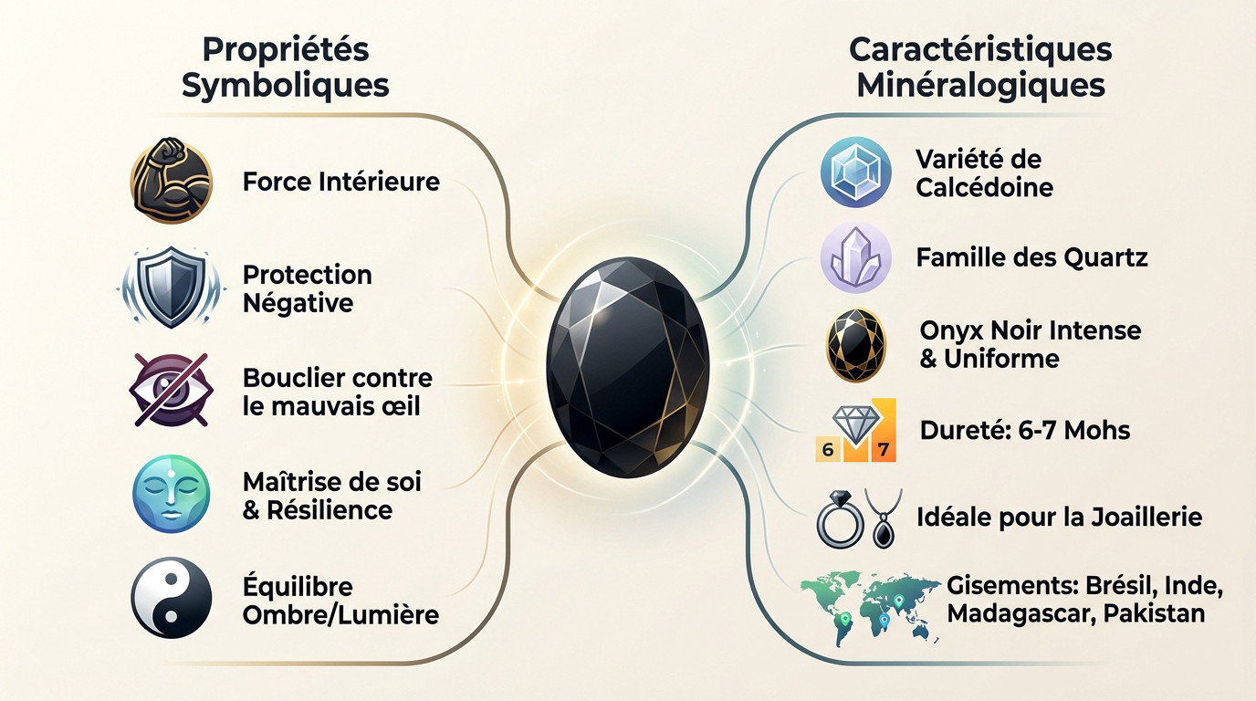 Onyx noire : signification et pouvoirs de protection 2 Onyx noire signification et propriétés en lithothérapie