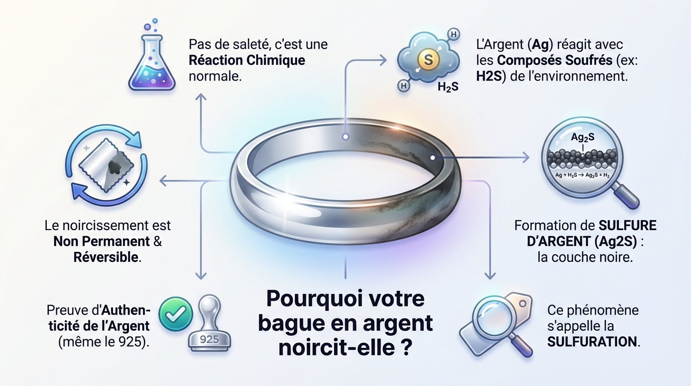 Votre bague en argent noircit ? La vérité sur ce phénomène 2 Bague en argent qui noircit à cause de la sulfuration