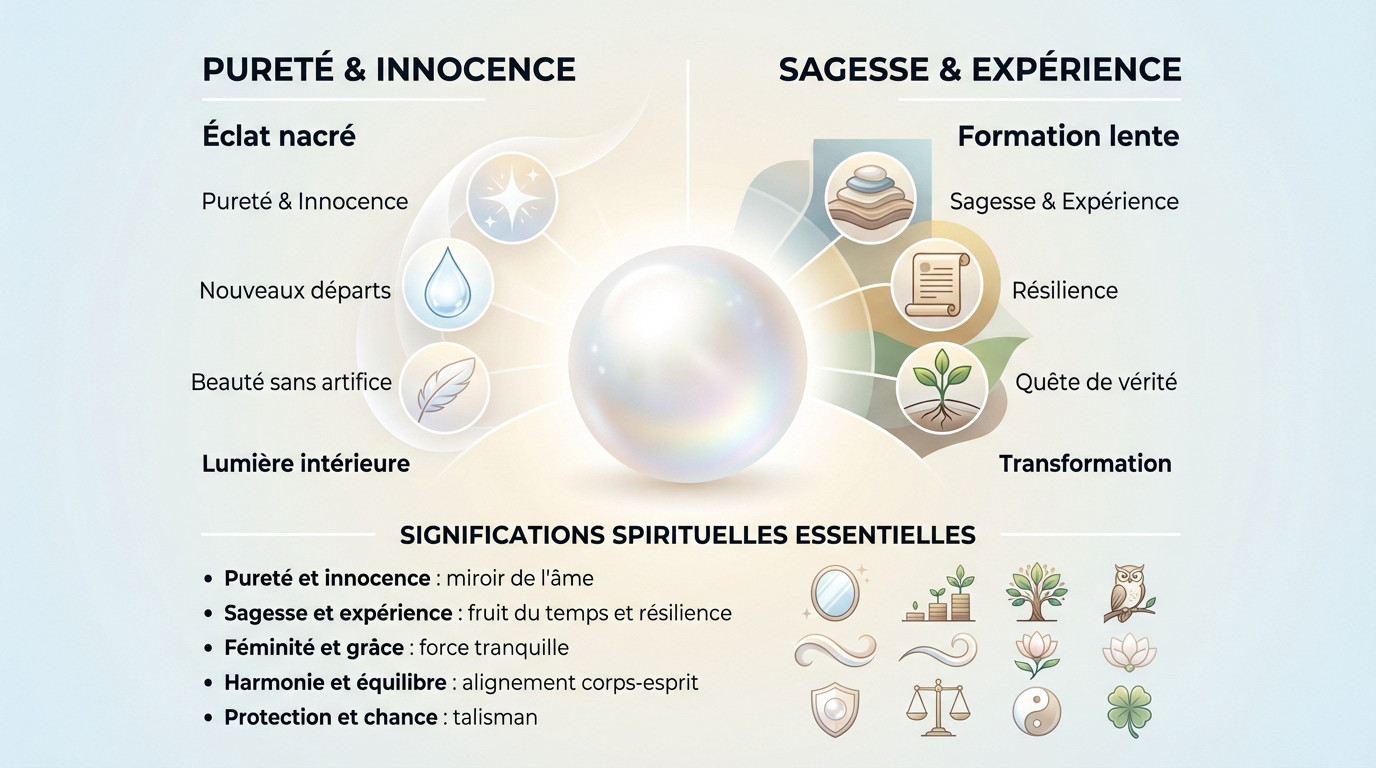 Perle signification spirituelle : sagesse et pureté 2 Collier de perles blanches symbolisant la pureté, la sagesse et l'harmonie spirituelle