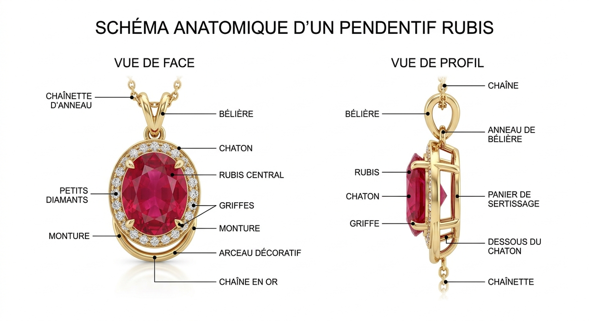 Pendentif Rubis : Collections Or, Argent & Diamant 4 pendentif rubis — image 2
