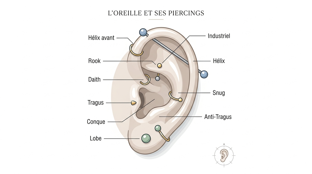 Piercing oreille : noms, zones et guide complet 2026 3 piercing oreille nom — image 1
